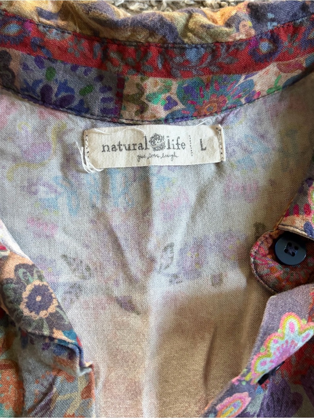 Natural Life Rebecca Midi Dress Patchwork L Floral Rayon Tiered Boho Cottagecore - Picture 2 of 8